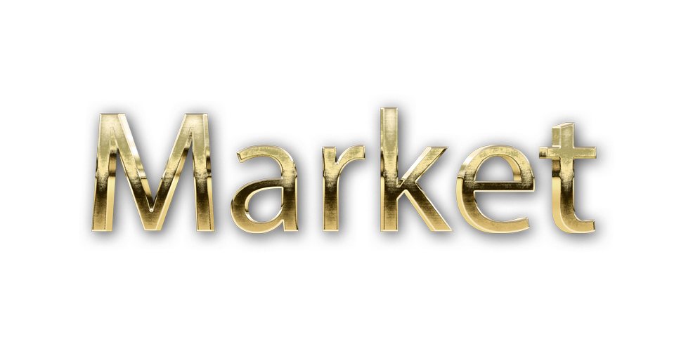 3D WORD MARKET gold text effects art typography PNG images free